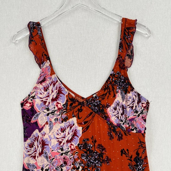 FREE PEOPLE Dress Womens Medium Purple Lauria Slip Mini Floral Print Rust NWT - Picture 6 of 16